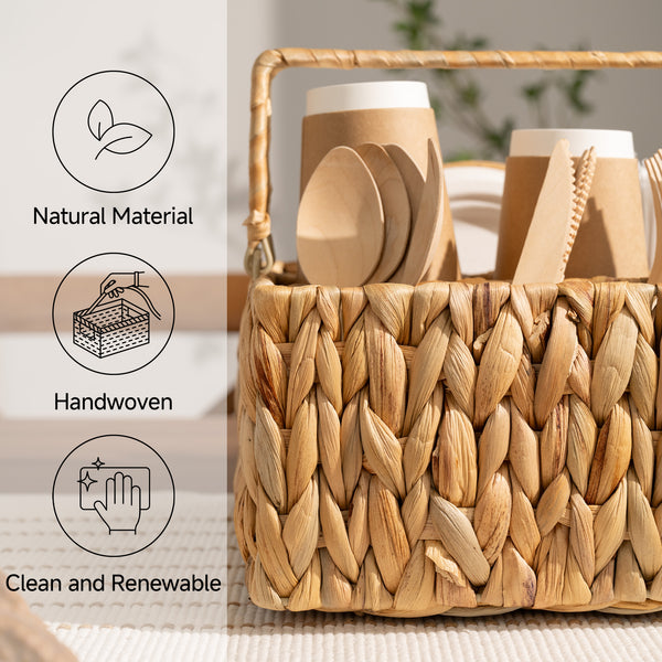 Handwoven Water Hyacinth Silverware Organizer, 1 Pack
