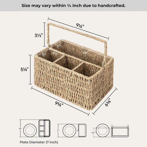 Handwoven Seagrass Silverware Organizer, 1 Pack