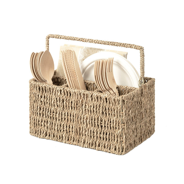 Handwoven Seagrass Silverware Organizer, 1 Pack