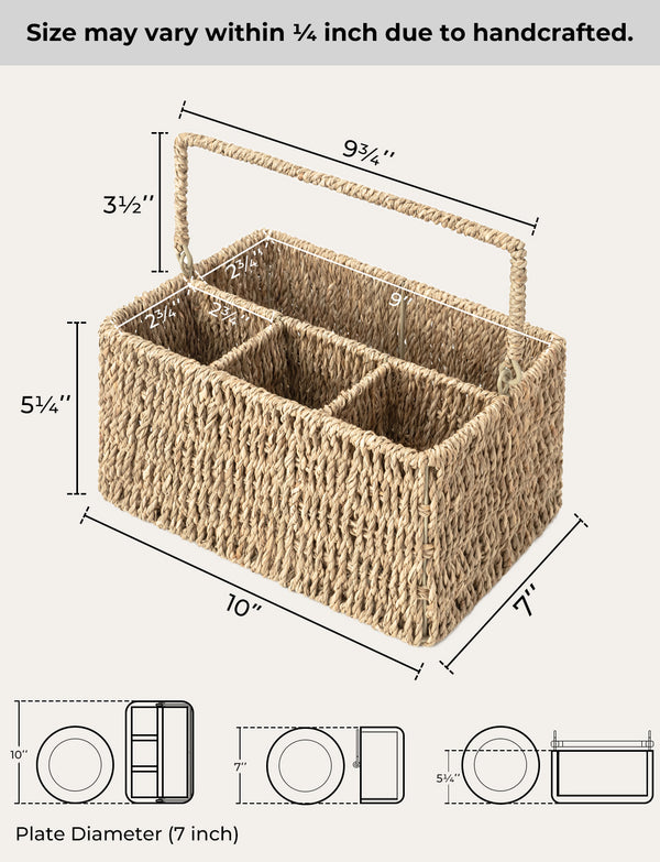 Handwoven Seagrass Silverware Organizer, 1 Pack