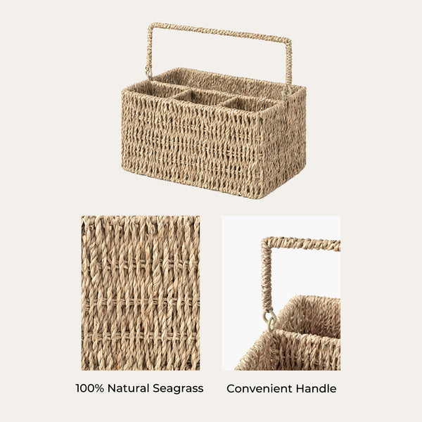Handwoven Seagrass Silverware Organizer, 1 Pack