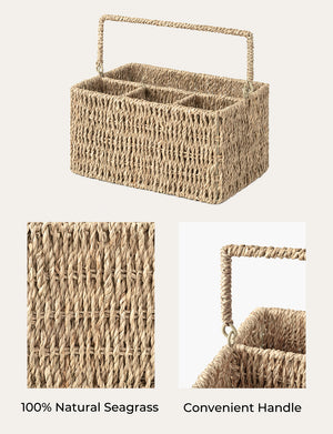 Handwoven Seagrass Silverware Organizer, 1 Pack