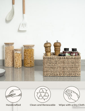 Handwoven Seagrass Silverware Organizer, 1 Pack