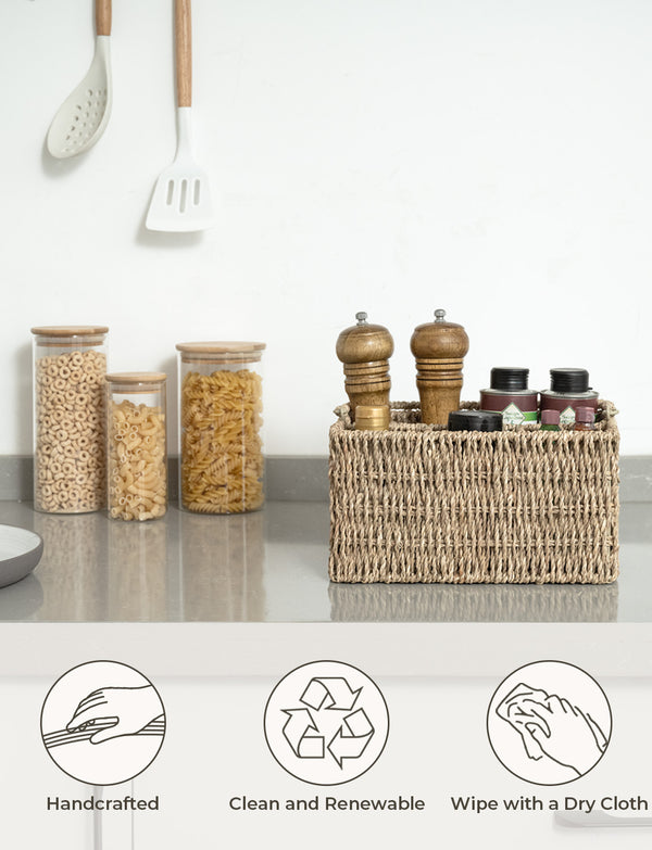 Handwoven Seagrass Silverware Organizer, 1 Pack