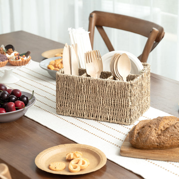 Handwoven Seagrass Silverware Organizer, 1 Pack