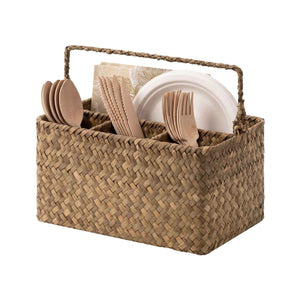 Wicker Silverware Caddy for Party, Seagrass Utensil Caddy (Copy)