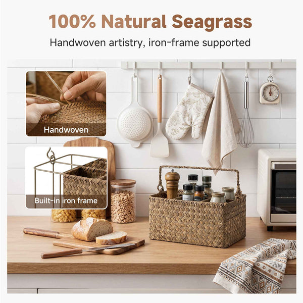 Wicker Silverware Caddy for Party, Seagrass Utensil Caddy (Copy)