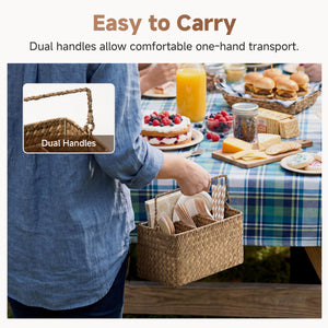 Handwoven Flat Seagrass Silverware Organizer