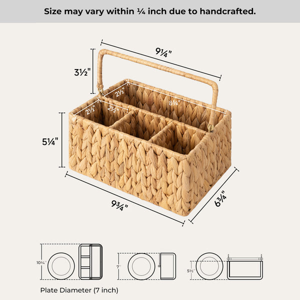 Handwoven Water Hyacinth Silverware Organizer, 1 Pack
