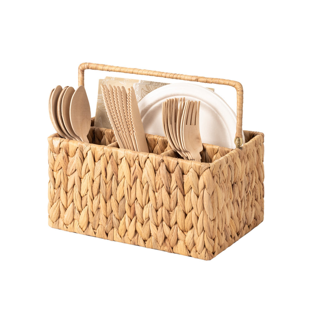 Handwoven Water Hyacinth Silverware Organizer, 1 Pack