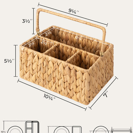 StorageWorks Hand-Woven Wicker Silverware Organizer for Countertop with Handle (1-Pack)
