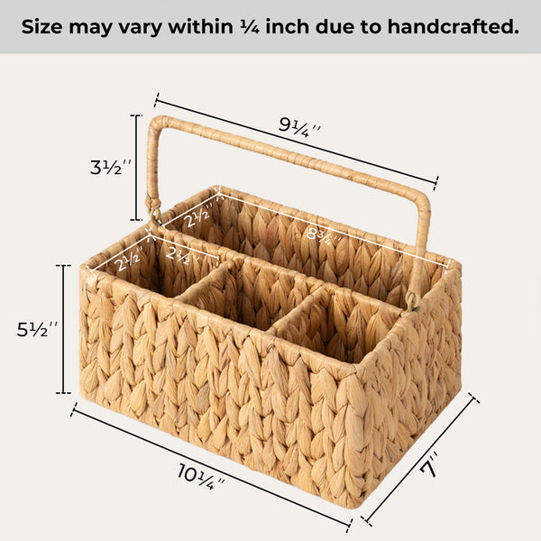 Handwoven Water Hyacinth Silverware Organizer, 1 Pack