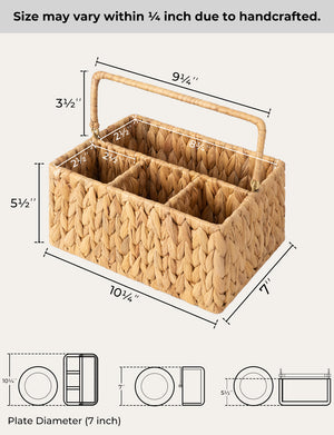 Handwoven Water Hyacinth Silverware Organizer, 1 Pack