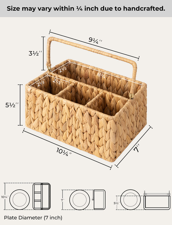 Handwoven Water Hyacinth Silverware Organizer, 1 Pack