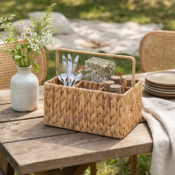 Handwoven Water Hyacinth Silverware Organizer, 1 Pack