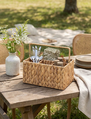 Handwoven Water Hyacinth Silverware Organizer, 1 Pack