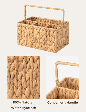 Handwoven Water Hyacinth Silverware Organizer, 1 Pack