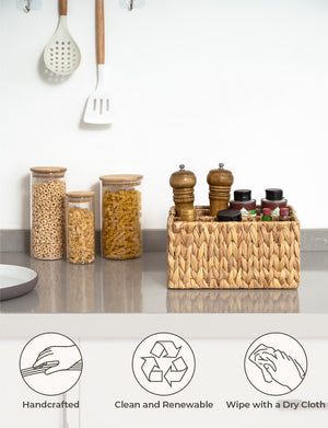 Handwoven Water Hyacinth Silverware Organizer, 1 Pack