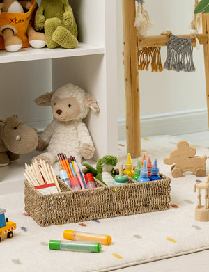 Small Seagrass Baskets for Organizing with 4 Sections, 2 Pack