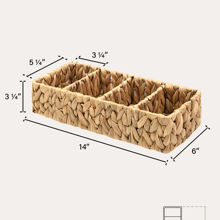 StorageWorks Small Wicker Baskets for Organizing with 4 Sections, 2 Pack