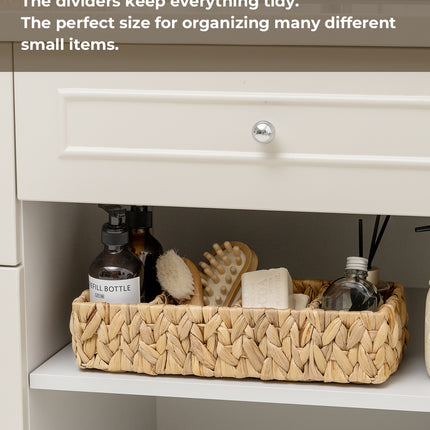 StorageWorks Small Wicker Baskets for Organizing with 4 Sections, 2 Pack