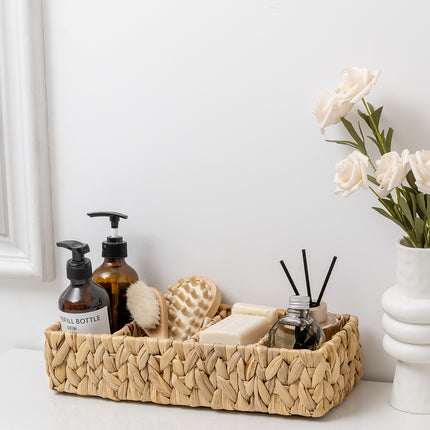 StorageWorks Small Wicker Baskets for Organizing with 4 Sections, 2 Pack