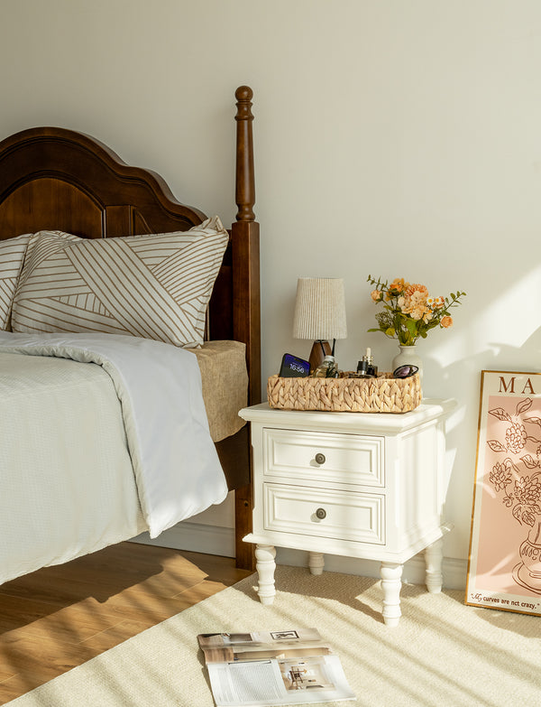 Small Water Hyacinth Baskets for Organizing with 4 Sections, 2 Pack