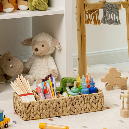 StorageWorks Small Wicker Baskets for Organizing with 4 Sections, 2 Pack