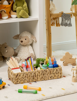 Small Water Hyacinth Baskets for Organizing with 4 Sections, 2 Pack