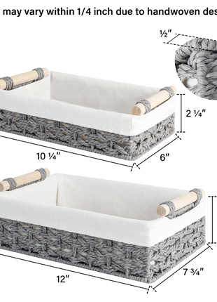 Small Wicker Baskets for Organizing with Natural Fiber Liner