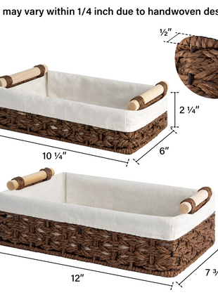 Small Wicker Baskets for Organizing with Natural Fiber Liner