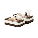 Small Water Hyacinth Baskets for Organizing with Natural Fiber Liner, 2 Pack