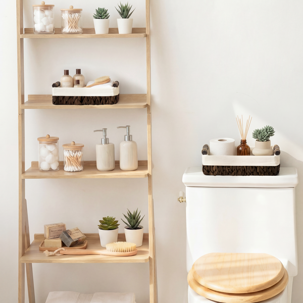 Small Water Hyacinth Baskets for Organizing with Natural Fiber Liner, 2 Pack