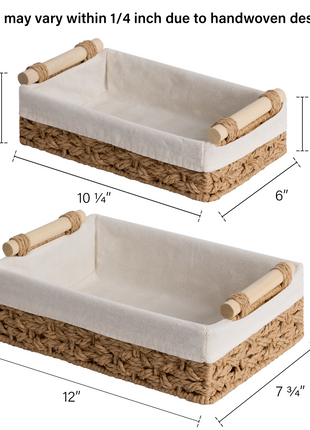 Small Wicker Baskets for Organizing with Natural Fiber Liner