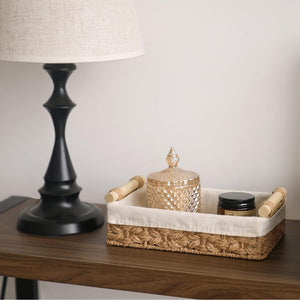 Small Baskets for Organizing with Wooden Handles and Liner, 2 Pack