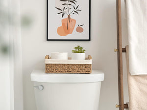 Small Baskets for Organizing with Wooden Handles and Liner, 2 Pack