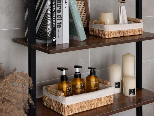 Small Water Hyacinth Baskets for Organizing with Natural Fiber Liner, 2 Pack