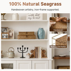 Flat Seagrass Storage Bins with Lid, Small + Large
