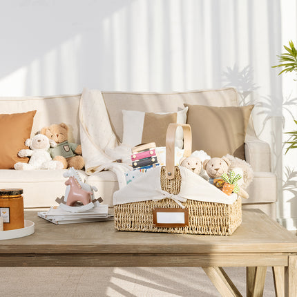 StorageWorks Wicker Diaper Caddy Organizer, Baby Diaper Caddy Basket with Liner