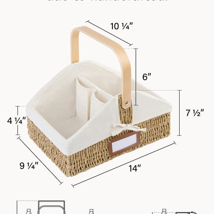 StorageWorks Wicker Diaper Caddy Organizer, Baby Diaper Caddy Basket with Liner
