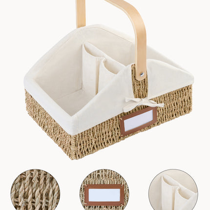 StorageWorks Wicker Diaper Caddy Organizer, Baby Diaper Caddy Basket with Liner