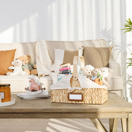 StorageWorks Wicker Diaper Caddy Organizer, Baby Diaper Caddy Basket with Liner