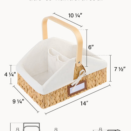 StorageWorks Wicker Diaper Caddy Organizer, Baby Diaper Caddy Basket with Liner