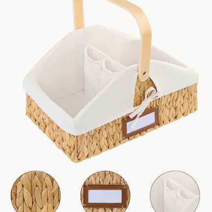 StorageWorks Wicker Diaper Caddy Organizer, Baby Diaper Caddy Basket with Liner