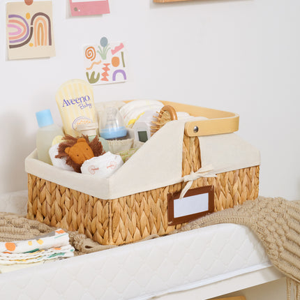 StorageWorks Wicker Diaper Caddy Organizer, Baby Diaper Caddy Basket with Liner