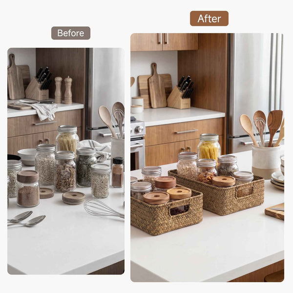 Wicker Baskets with Lid for Organizing, Brown (Copy)