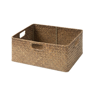 Rectangular Flat Seagrass Basket with Built-In Handles