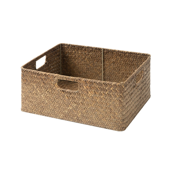 Rectangular Flat Seagrass Basket with Built-In Handles