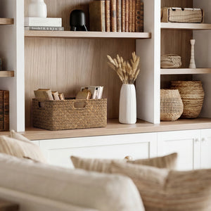 Rectangular Flat Seagrass Basket with Built-In Handles