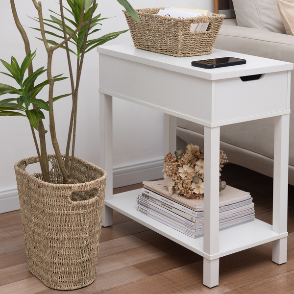 Handwoven Seagrass Trash Can with Built-in Handles